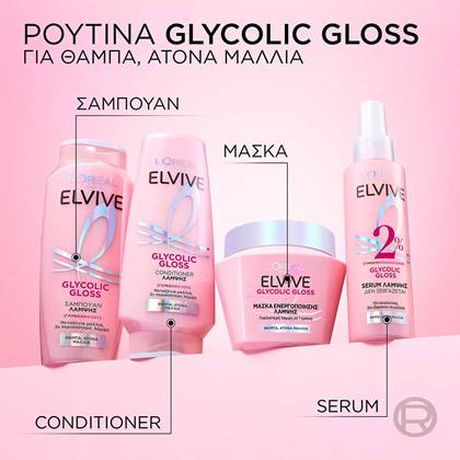 Elvive Glycolic Gloss Ρουτίνα για Θαμπά Μαλλιά