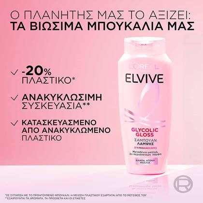 Elvive Glycolic Gloss σαμπουάν ανακυκλώσιμη συσκευασία
