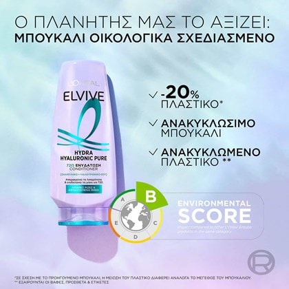 Elvive Hyaluron Pure Conditioner βιωσιμότητα