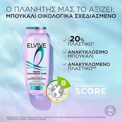 Elvive Hyaluron Pure Shampoo βιωσιμότητα