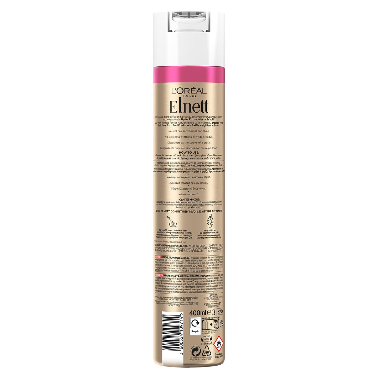 Elnett Volume Flat Hair 400ml Back