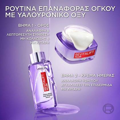 Revitalift Filler Ορός και Κρέμα Προσώπου Καθημερινή ρουτίνα
