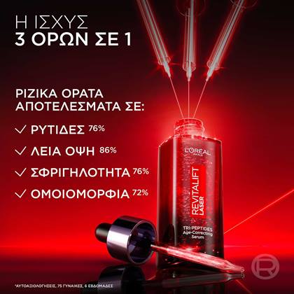 Revitalift Laser Αντιγηραντικός Ορός Προσώπου με Τριπεπτίδια - Ισχύς